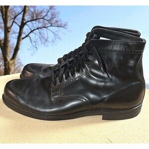 Knapp Shoes Men’s Size 12 Black Leather Work Service Boots Lace Up Non Slip Read
